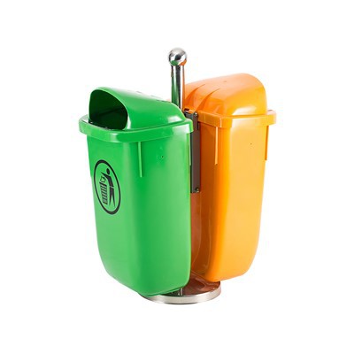 Plastikust kaksikpostiga{0}}kinnitatud prügikast